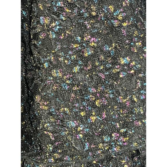 Faeriesty Tiered Lace Tulle Gown XL Black Rainbow Sparkle Fairy Whimsy Goth Prom - Picture 9 of 15